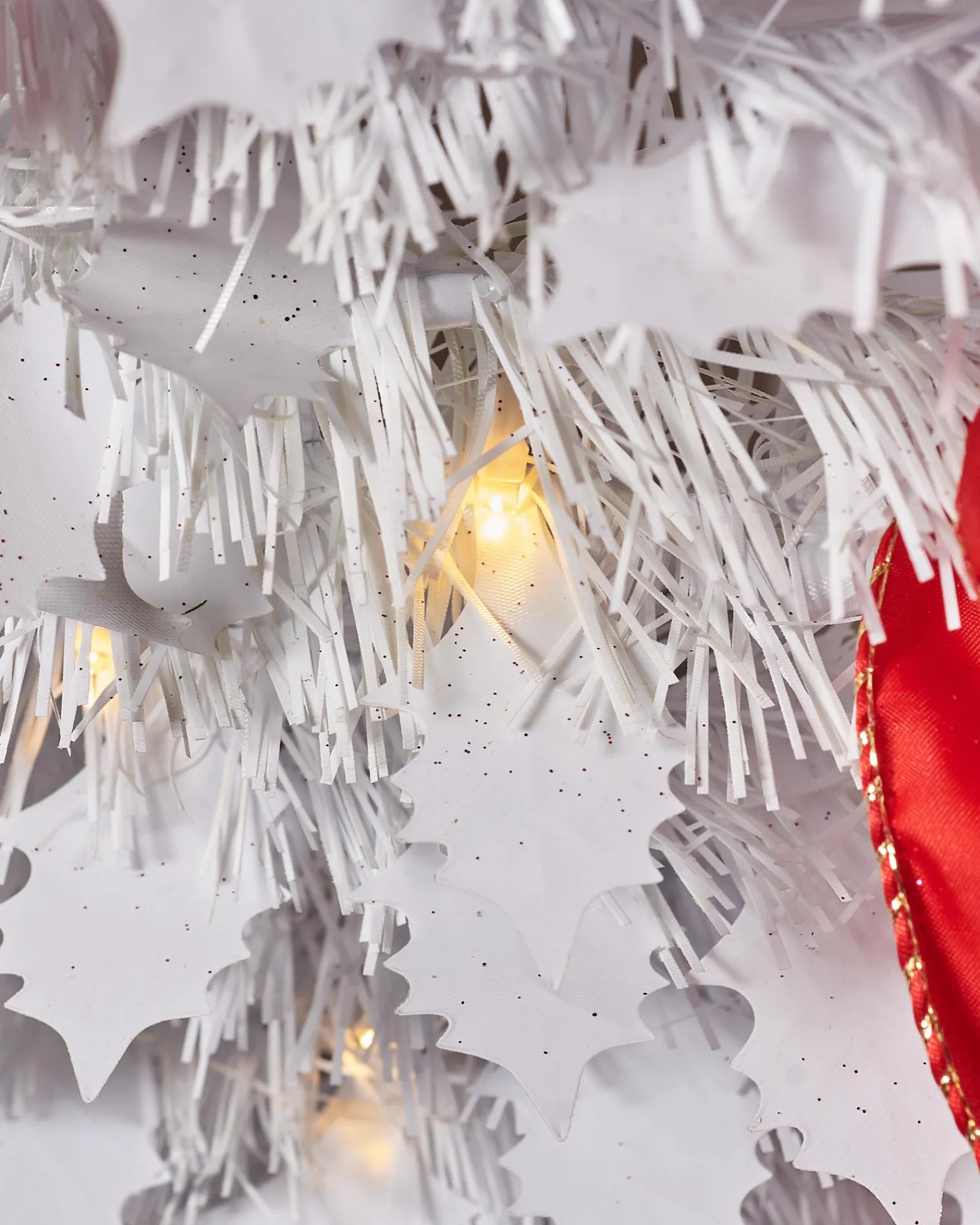WeRChristmas Pre-Lit Pop-Up Decorated Christmas Tree, Red/White, 6 Ft