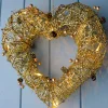 WeRChristmas Pre-Lit Rattan Heart Wreath, 33 Cm