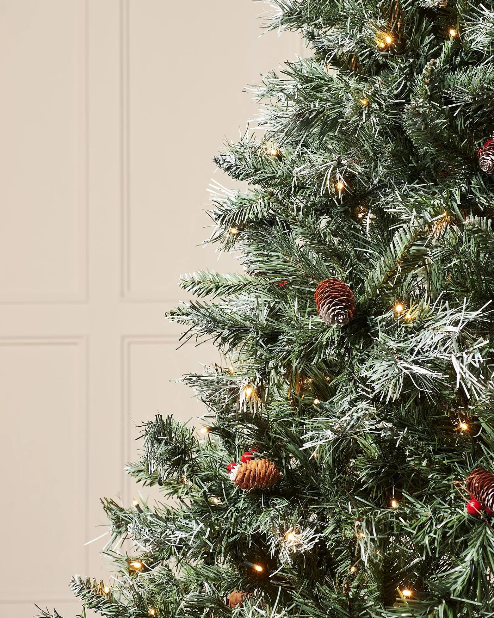 WeRChristmas Pre-Lit Scandinavian Spruce Pinecones & Berries Christmas Tree, 12 Ft