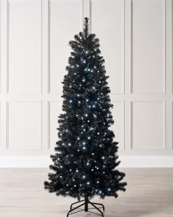 WeRChristmas Pre-Lit Slim Black Christmas Tree, 6 Ft