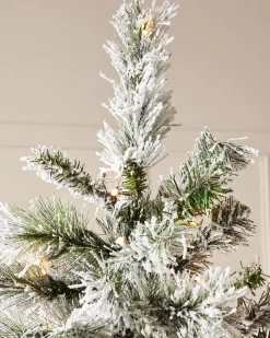 WeRChristmas Pre-Lit Slim Snow Flocked Spruce Christmas Tree, 7 Ft