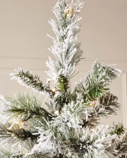 WeRChristmas Pre-Lit Slim Snow Flocked Spruce Christmas Tree, 9 Ft