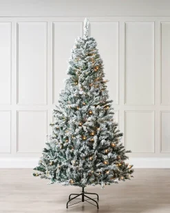WeRChristmas Pre-Lit Snow Flocked Mixed Pine Christmas Tree, 7 Ft