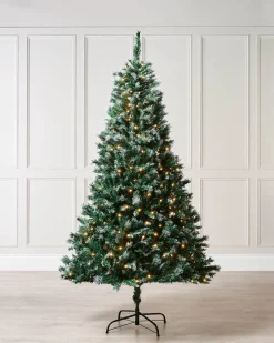 WeRChristmas Pre-Lit Snow Flocked Mixed Pine Christmas Tree, 7 Ft