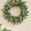 WeRChristmas Pre-Lit Snow Flocked Mixed Tip Wreath, 60 Cm