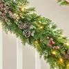 WeRChristmas Pre-Lit Snow Flocked Mixed Tip Garland, 9 Ft