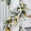 WeRChristmas Pre-Lit Snow Flocked Natural Fir Garland, 18 Ft