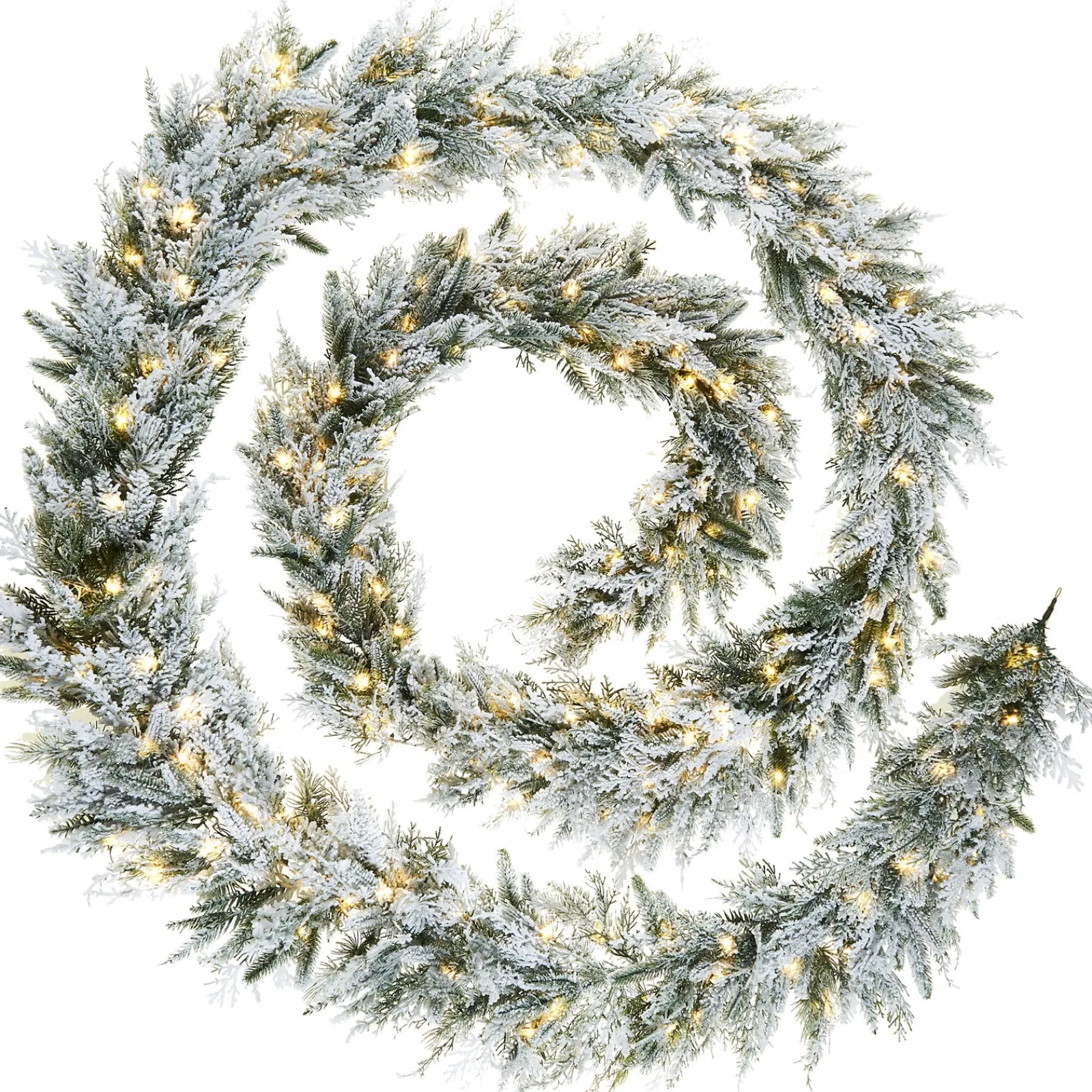 WeRChristmas Pre-Lit Snow Flocked Natural Fir Garland, 18 Ft