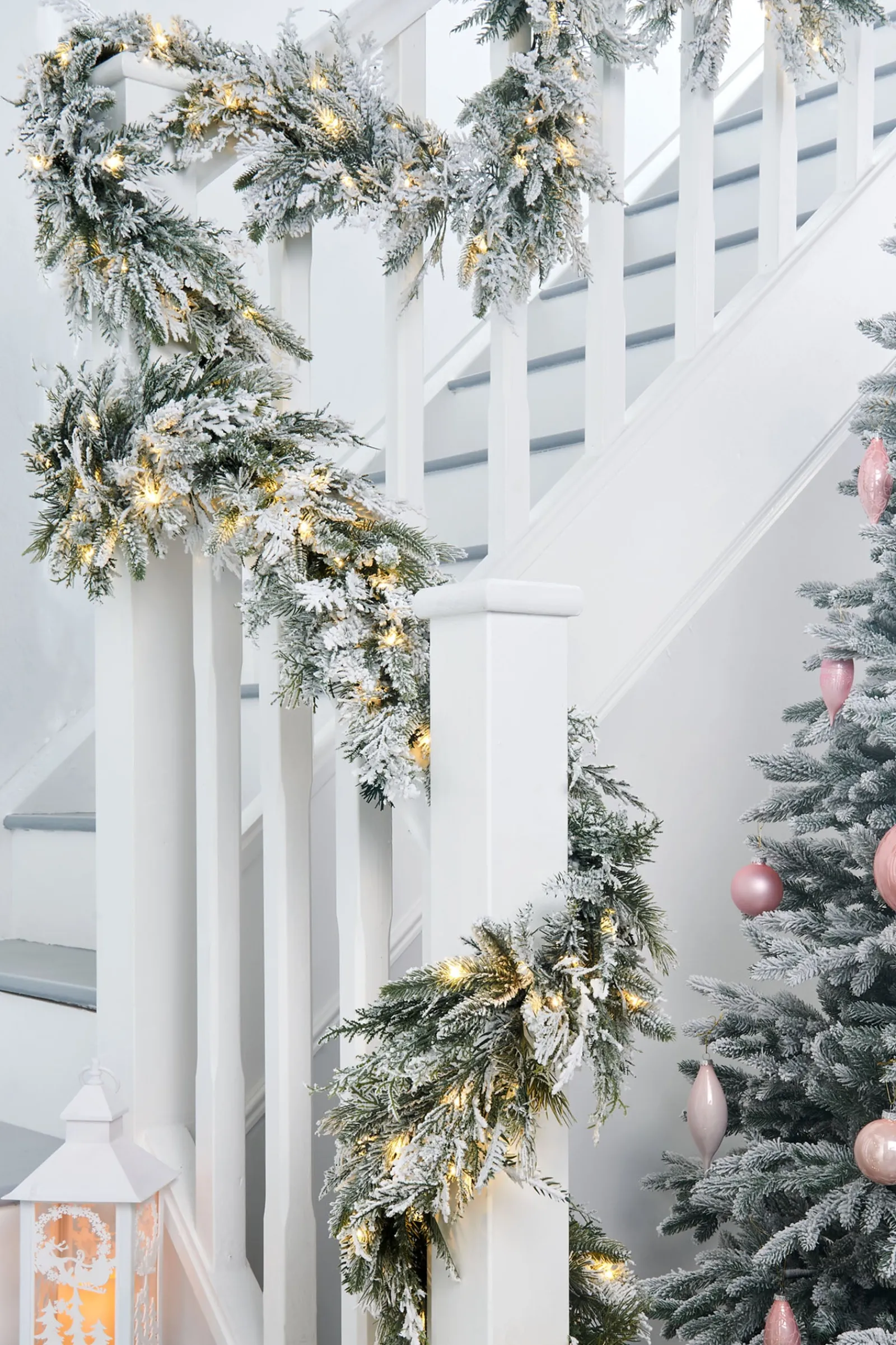 WeRChristmas Pre-Lit Snow Flocked Natural Fir Garland, 18 Ft