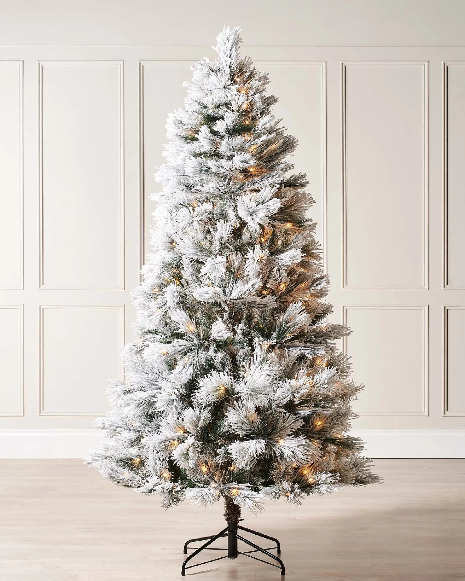 WeRChristmas Pre-Lit Snow Flocked Pine Needle Christmas Tree, 6 Ft