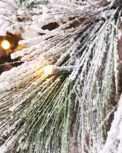 WeRChristmas Pre-Lit Snow Flocked Pine Needle Christmas Tree, 7 Ft