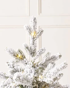 WeRChristmas Pre-Lit Snow Flocked Potted Christmas Tree, 3 Ft