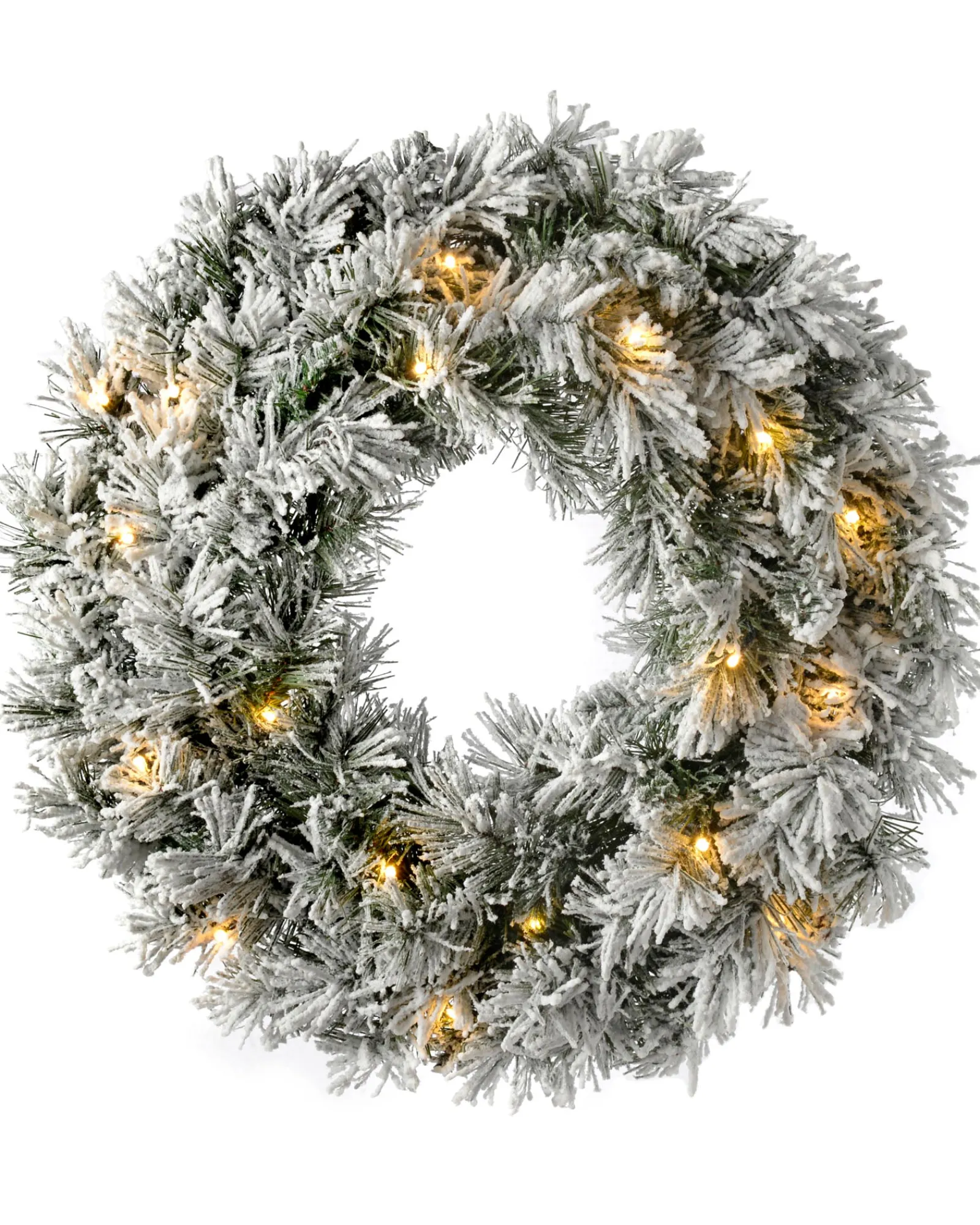 WeRChristmas Pre-Lit Snow Flocked Spruce Wreath, 60 Cm