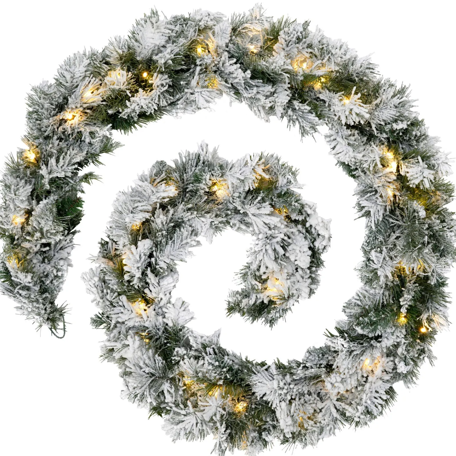 WeRChristmas Pre-Lit Snow Flocked Spruce Garland, 9 Ft