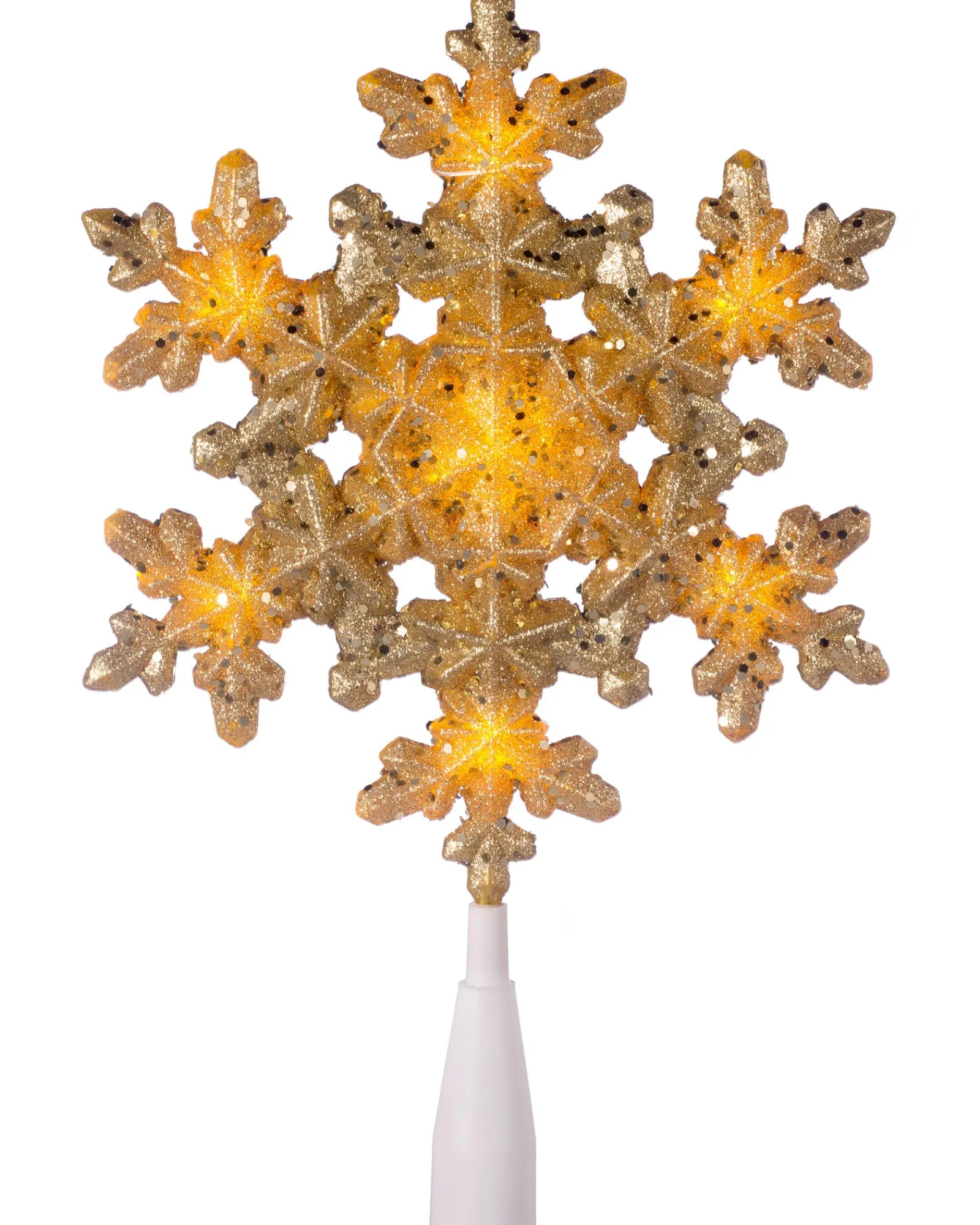 WeRChristmas Pre-Lit Snowflake Christmas Tree Topper, Gold, 29 Cm