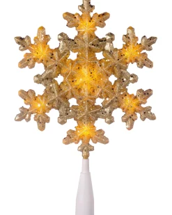 WeRChristmas Pre-Lit Snowflake Christmas Tree Topper, Gold, 29 Cm