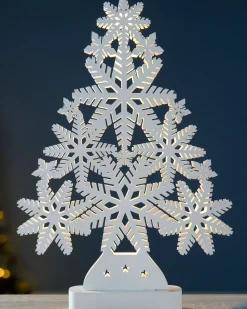 WeRChristmas Pre-Lit Snowflake Tree Table Christmas Decoration, 39.5 Cm