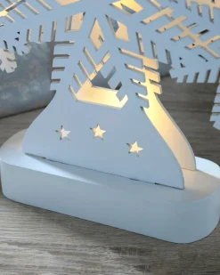 WeRChristmas Pre-Lit Snowflake Tree Table Christmas Decoration, 39.5 Cm