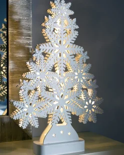 WeRChristmas Pre-Lit Snowflake Tree Table Christmas Decoration, 39.5 Cm