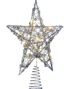 WeRChristmas Pre-Lit Star Christmas Tree Topper, Silver, 31 Cm