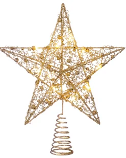 WeRChristmas Pre-Lit Star Christmas Tree Topper, Gold, 31 Cm