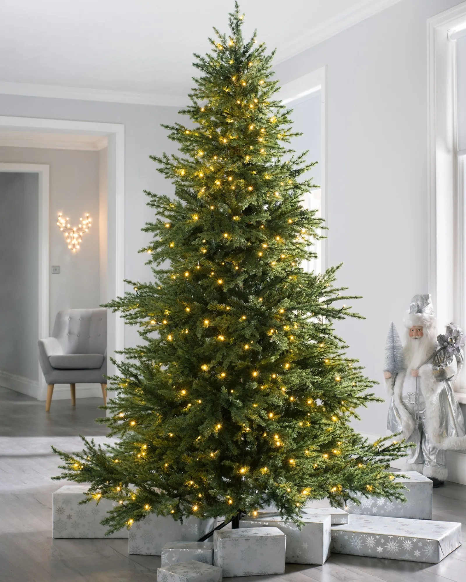 WeRChristmas Pre-Lit Traditional Fir Multi-Function Christmas Tree, 7 Ft