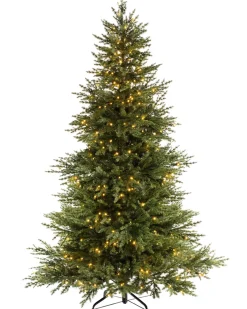 WeRChristmas Pre-Lit Traditional Fir Multi-Function Christmas Tree, 7 Ft