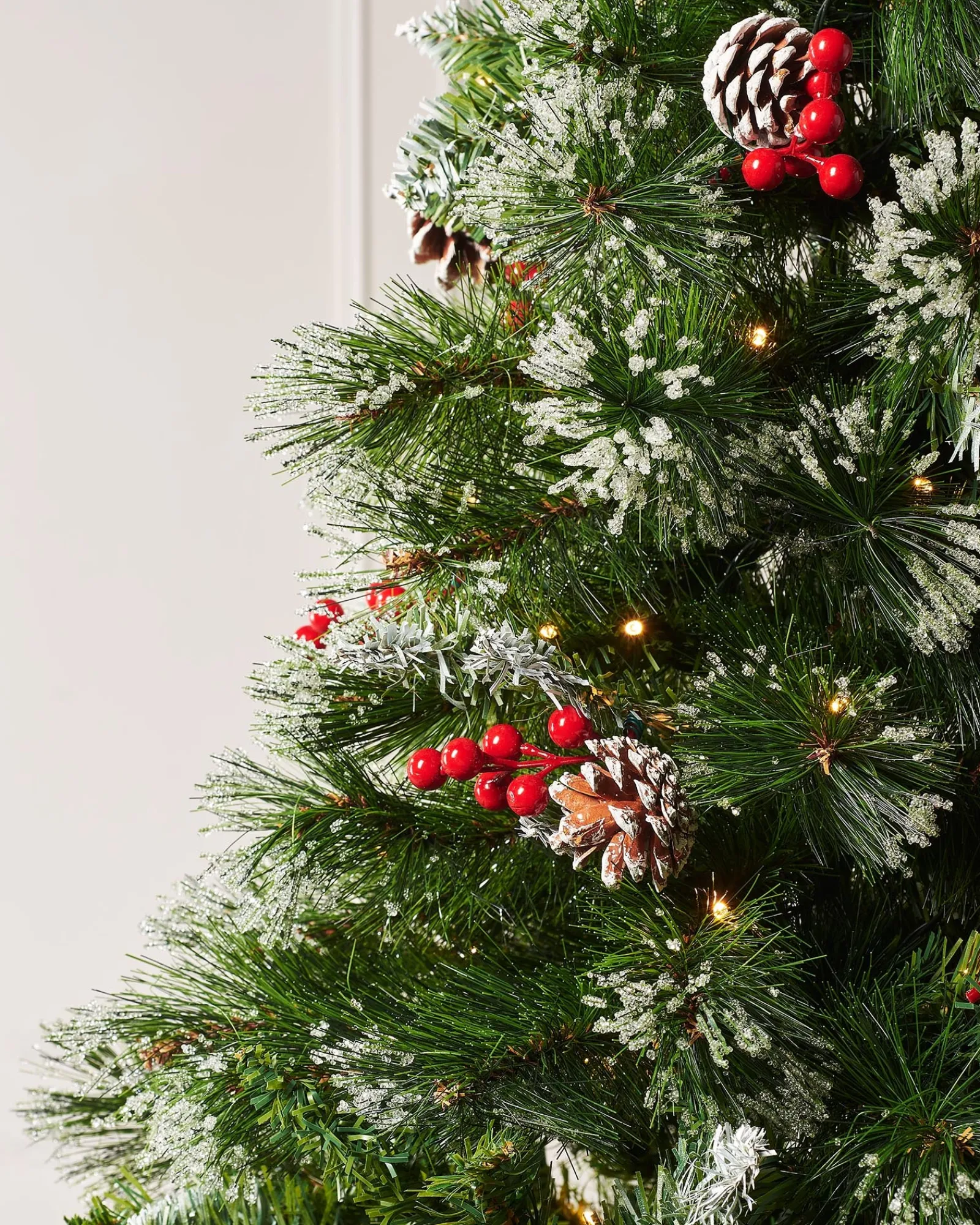 WeRChristmas Pre-Lit Victorian Frosted Berries & Pinecones Christmas Tree, 7 Ft