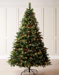 WeRChristmas Pre-Lit Victorian Mixed Tip Berries & Pinecones Christmas Tree, 6 Ft