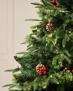 WeRChristmas Pre-Lit Victorian Mixed Tip Berries & Pinecones Christmas Tree, 7 Ft