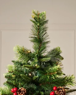 WeRChristmas Pre-Lit Victorian Mixed Tip Berries & Pinecones Christmas Tree, 7 Ft