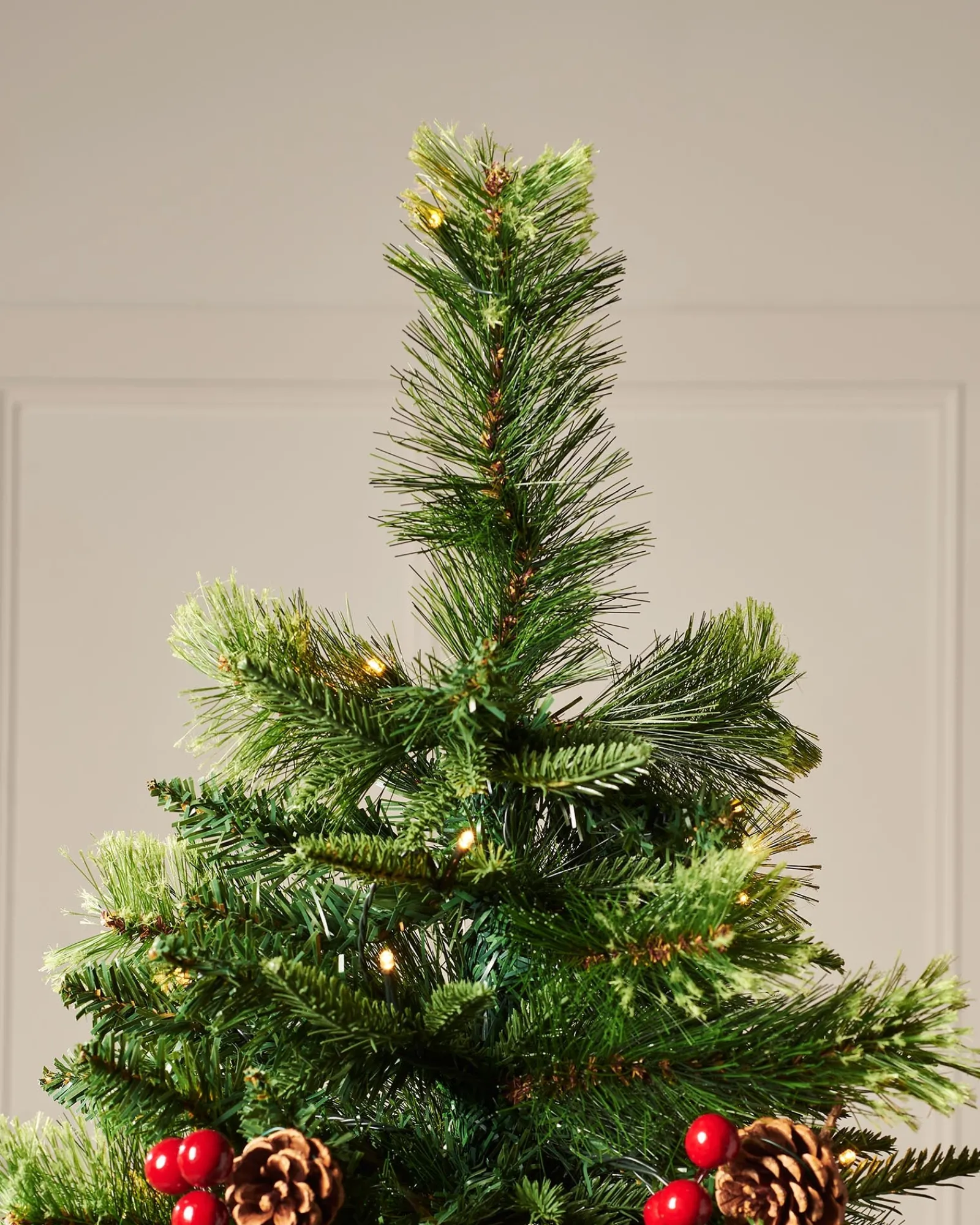 WeRChristmas Pre-Lit Victorian Mixed Tip Berries & Pinecones Christmas Tree, 7 Ft