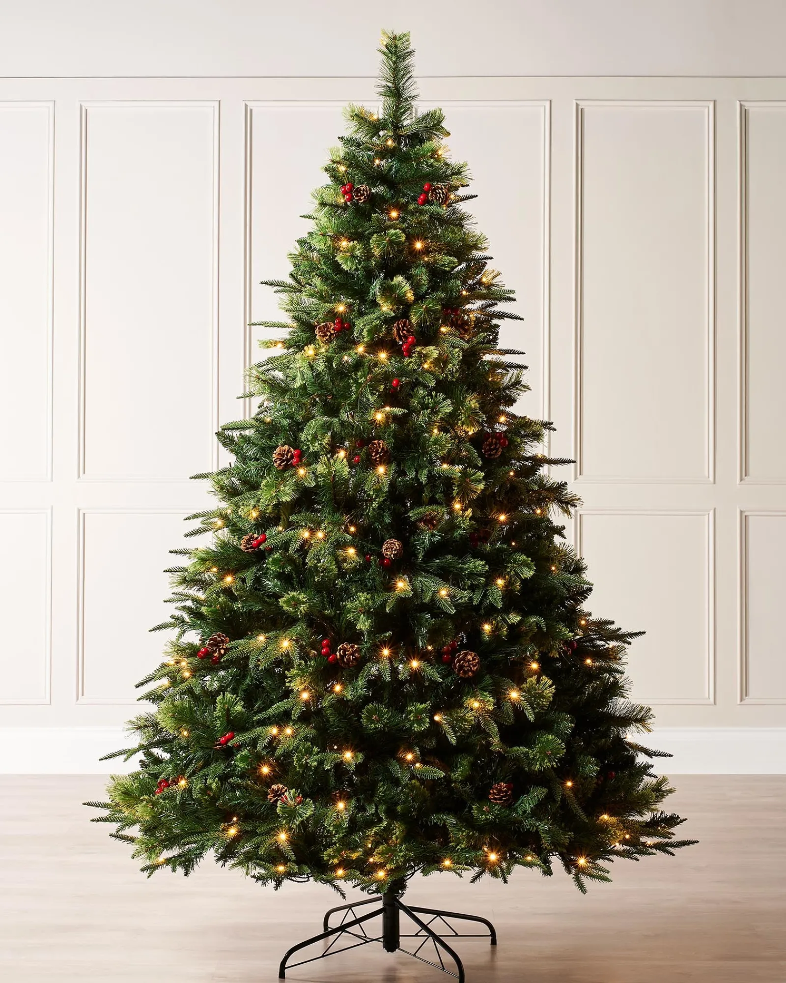 WeRChristmas Pre-Lit Victorian Mixed Tip Berries & Pinecones Christmas Tree, 7 Ft
