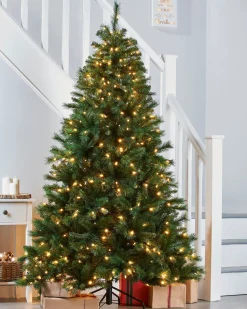 WeRChristmas Pre-Lit Victorian Pine Multi-Function Christmas Tree, 7 Ft