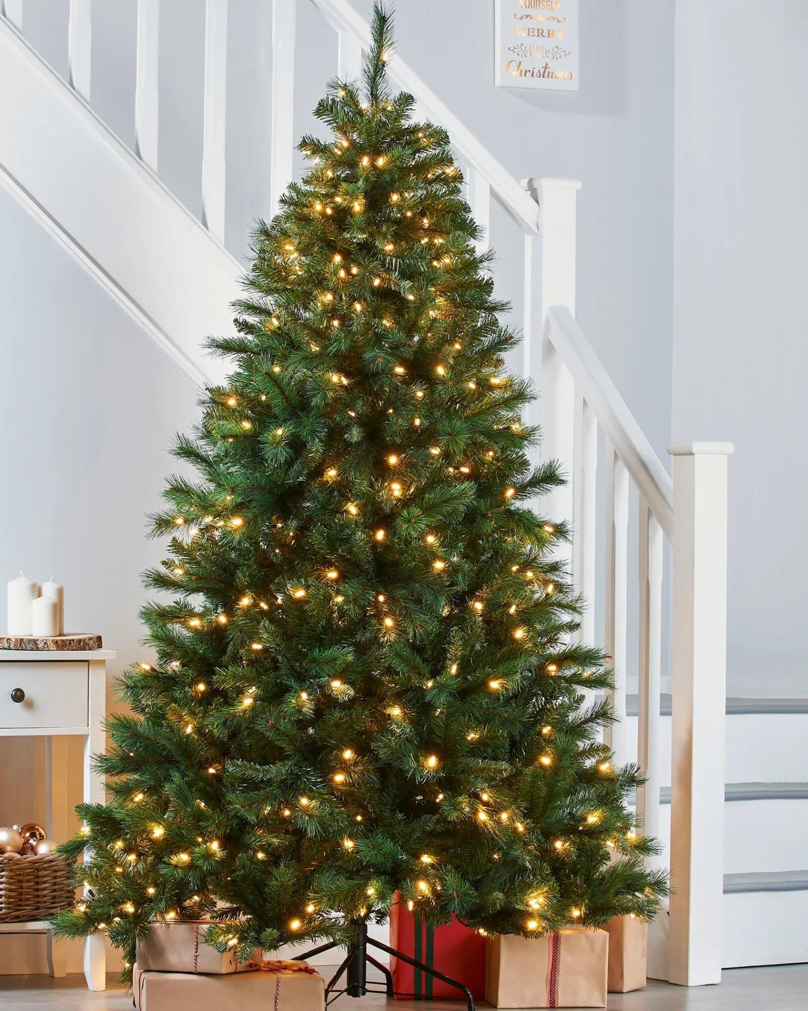 WeRChristmas Pre-Lit Victorian Pine Multi-Function Christmas Tree, 7 Ft