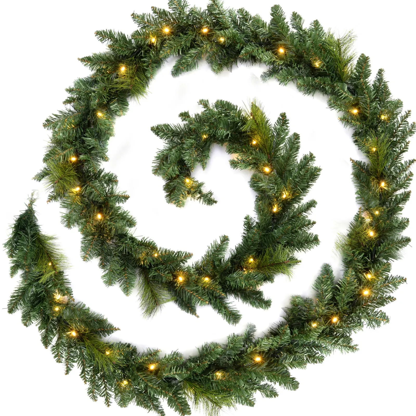 WeRChristmas Pre-Lit Warm White LEDs Garland, 9 Ft