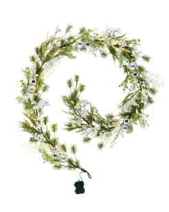 WeRChristmas Pre-Lit White Berry Mixed Tip Garland, 9 Ft