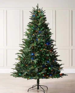 WeRChristmas Pre-Lit Windsor Fir Christmas Tree, Dual Multi Colour, 6 Ft