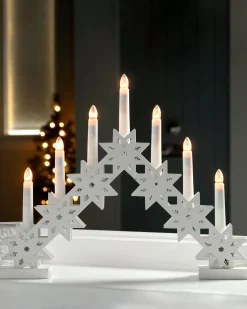 WeRChristmas Pre-Lit Wooden Candle Bridge, White