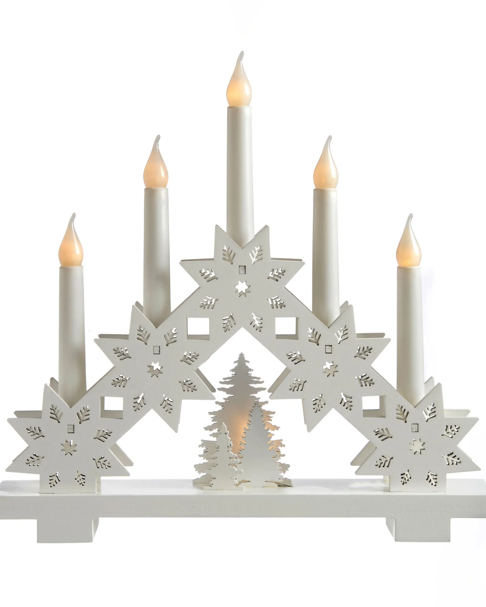 WeRChristmas Pre-Lit Wooden Candle Bridge, 33 Cm