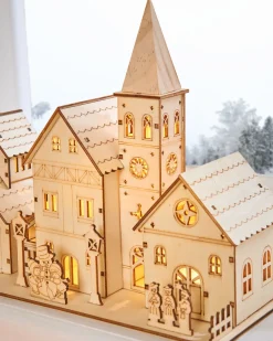 WeRChristmas Pre-Lit Wooden Church Scene, 28 Cm