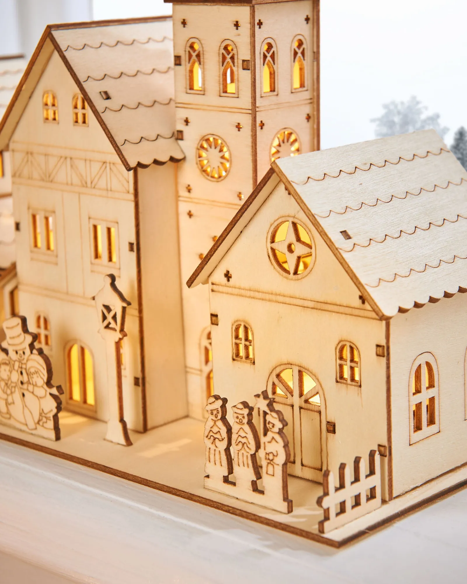 WeRChristmas Pre-Lit Wooden Church Scene, 28 Cm