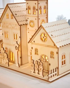 WeRChristmas Pre-Lit Wooden Church Scene, 28 Cm
