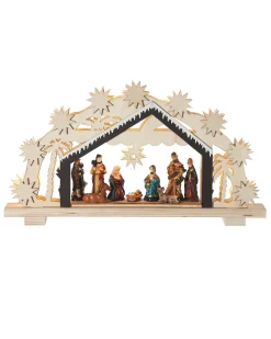 WeRChristmas Pre-Lit Wooden Nativity Scene, 26 Cm