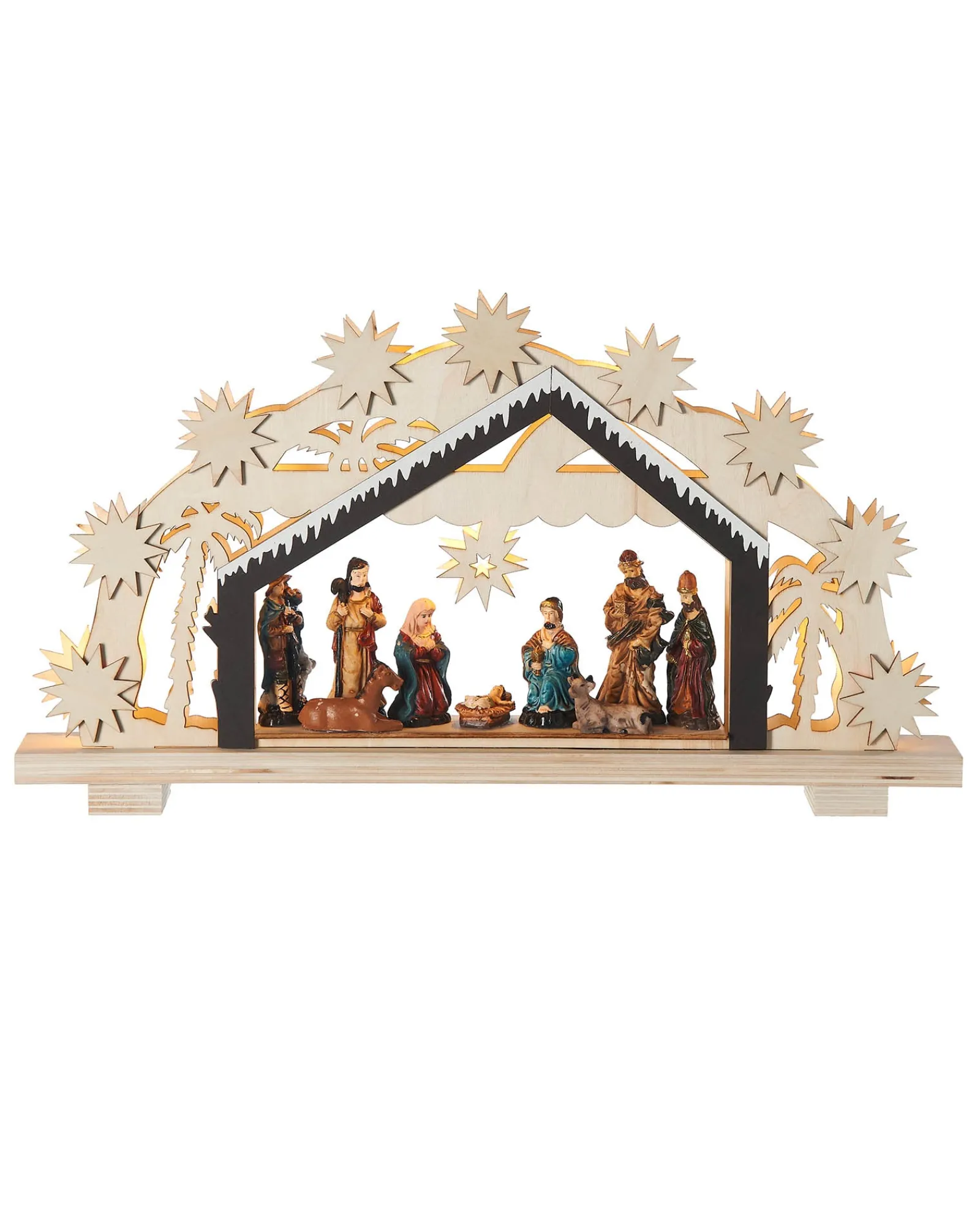 WeRChristmas Pre-Lit Wooden Nativity Scene, 26 Cm