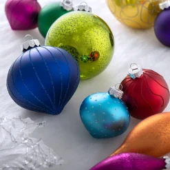 WeRChristmas Rainbow Glass Baubles, 3 Pack, 11 Cm