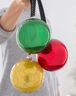 WeRChristmas Rainbow Glass Baubles, 3 Pack, 13 Cm