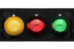 WeRChristmas Rainbow Glass Baubles, 3 Pack, 13 Cm
