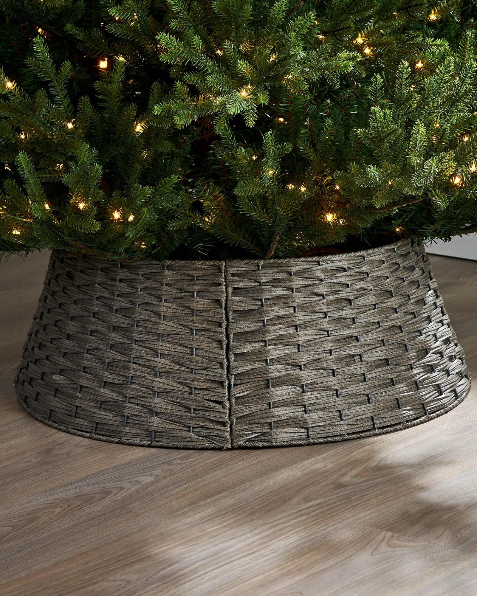 WeRChristmas Rattan Tree Collar, Grey, 65 Cm