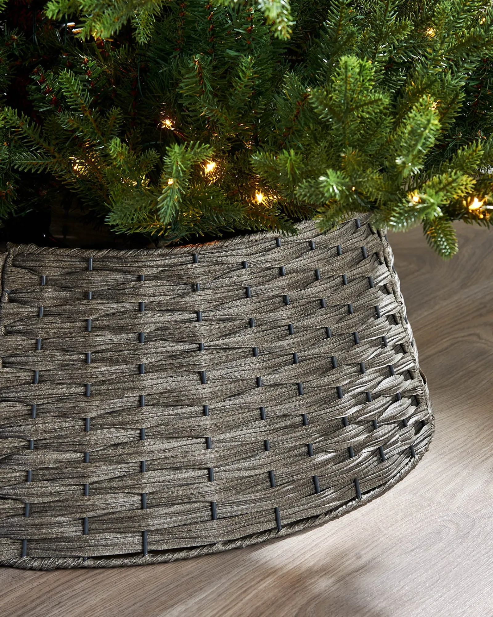WeRChristmas Rattan Tree Collar, Grey, 65 Cm